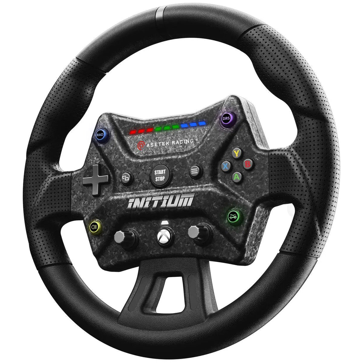 Asetek SimSports Initium Steering Wheel (Xbox), right three-quarter view with shift-light strip lit