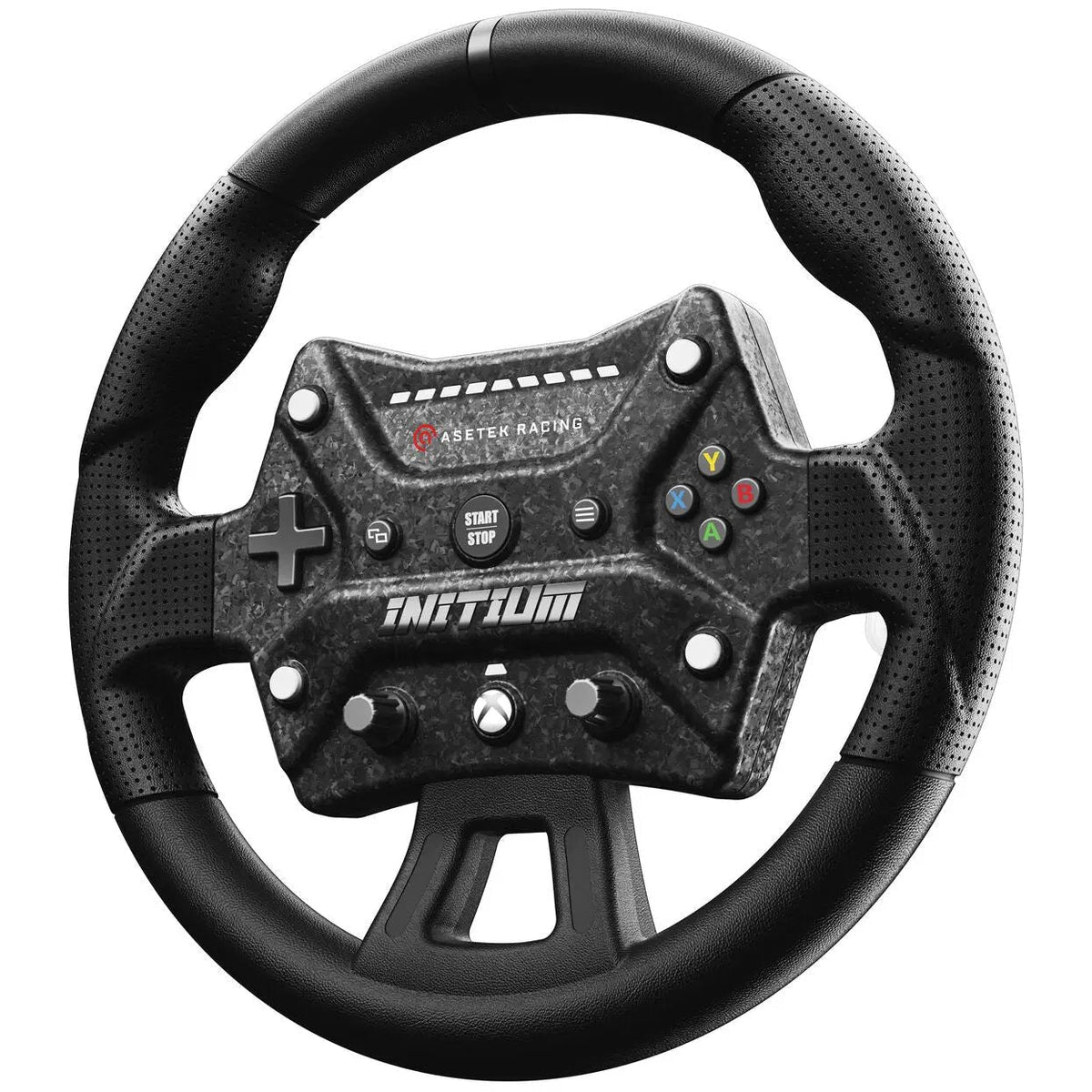 Asetek SimSports Initium Steering Wheel (Xbox), left three-quarter view with controls illuminated