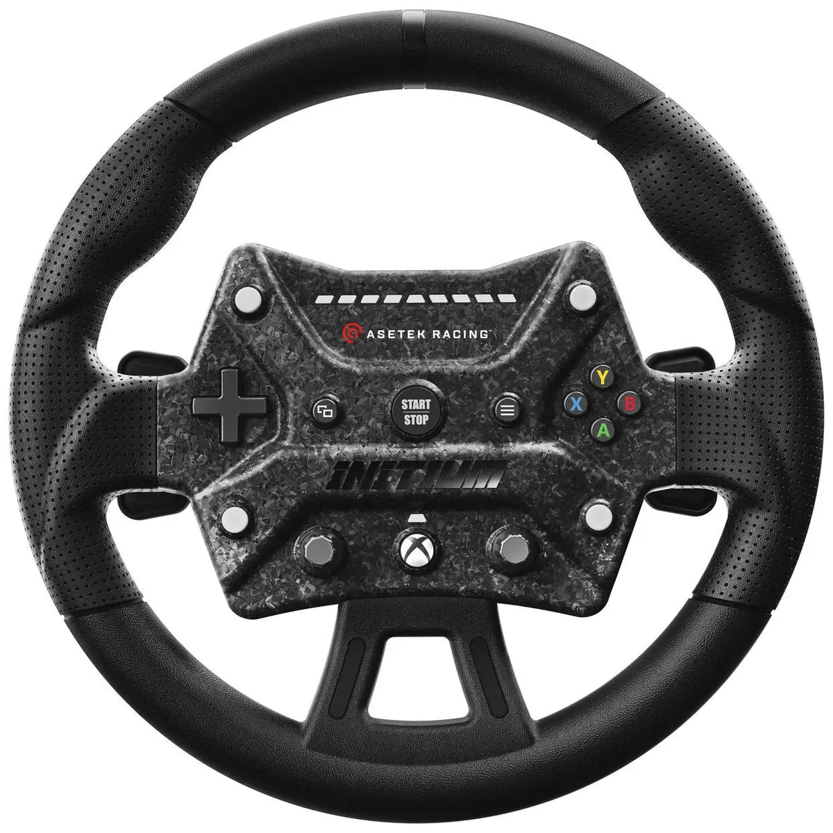 Asetek SimSports Initium Steering Wheel (Xbox), front view with controls and lighting unlit