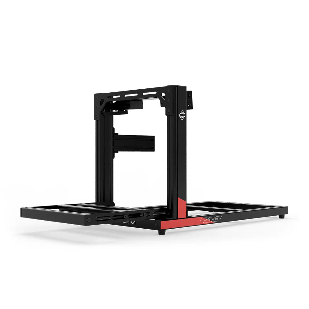 SIMGASM Hobby C40 Aichi Works aluminum cockpit in black and red with bottom wheel mount, low front three-quarter view.