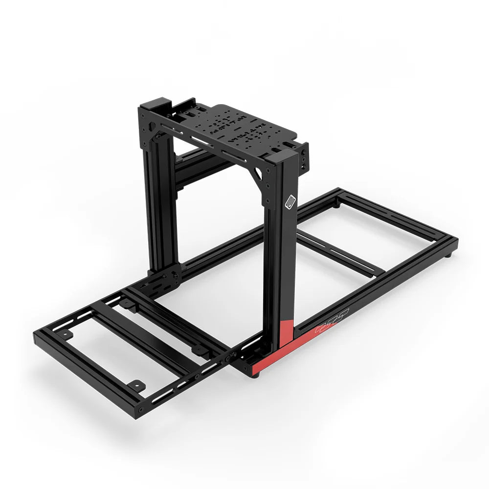 SIMGASM Hobby C40 Aichi Works aluminum cockpit in black and red with bottom wheel mount, elevated front three-quarter view.