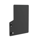 Front-left three-quarter view of the black SIMGASM mouse tray and mounting holes