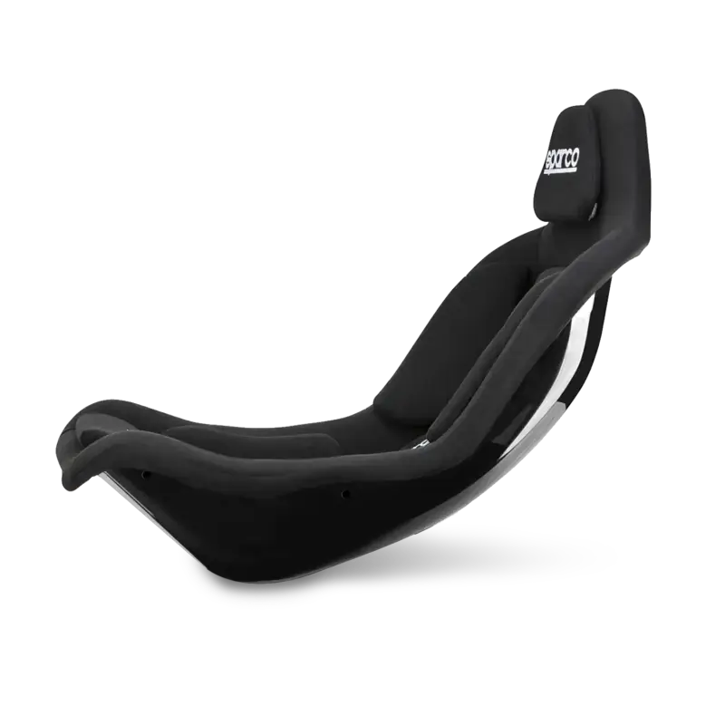 Sparco GP Gaming race chair, rear-side studio view showing the curved black seat shell